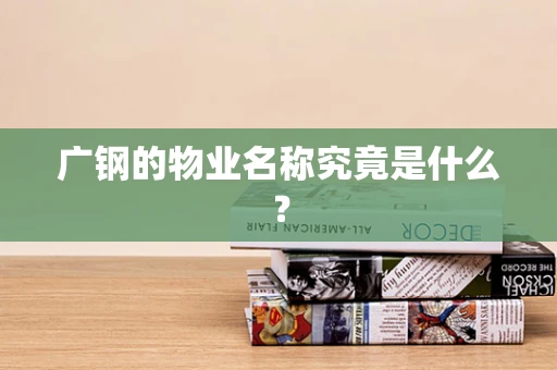 广钢的物业名称究竟是什么？